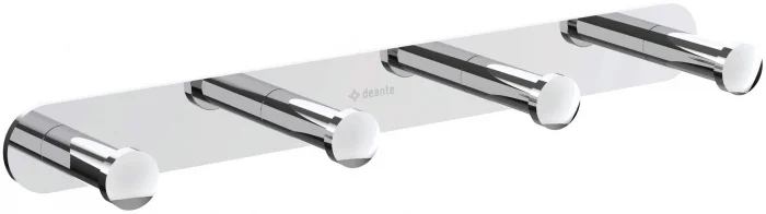 Cuier de baie crom lucios, cu 4 agatatori, fixari ascunse, Deante Jasmin