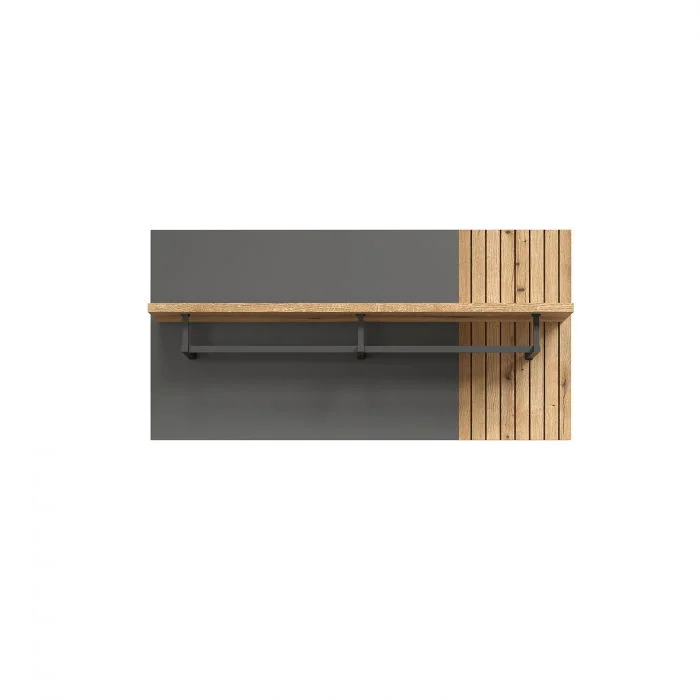 Cuier ESTEBAN, 1 raft, grafit + stejar evok, 80,1x27,6x40 cm