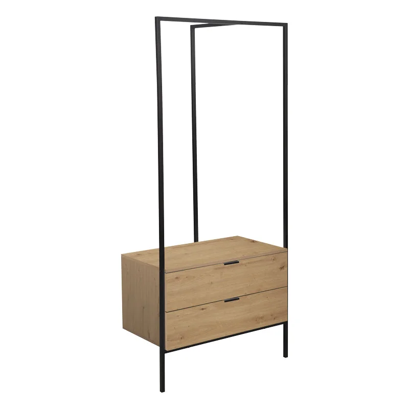 Cuier Keila  Natural si metal negru 85x45x190 cm
