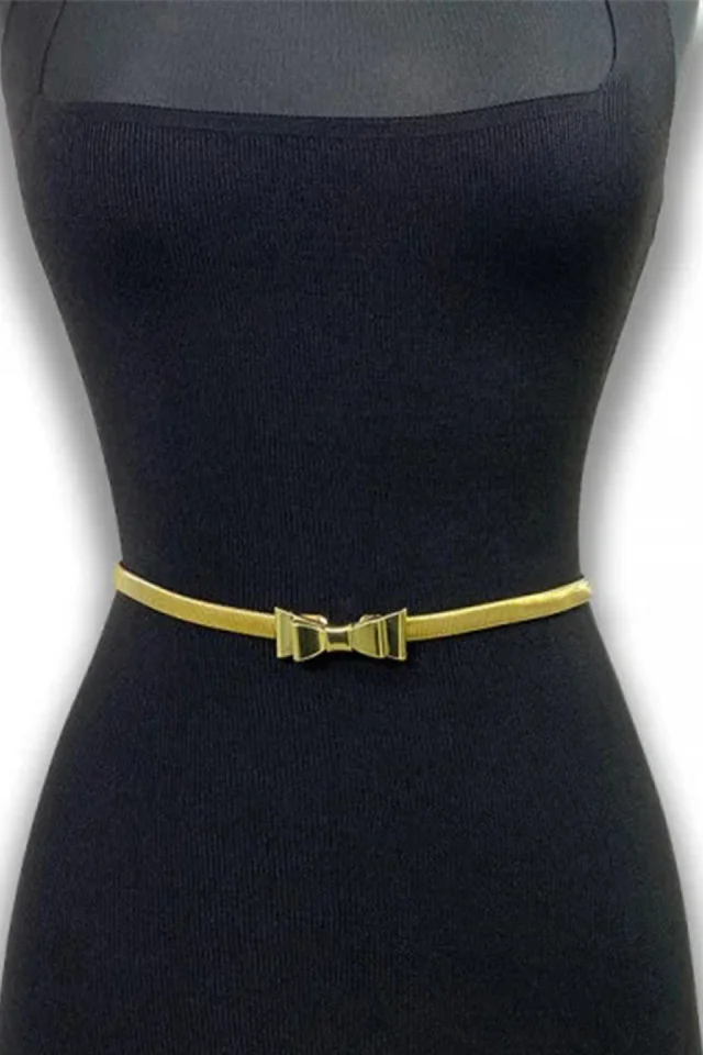 Curea metalica elastica Mesa, catarama - fundita, Auriu