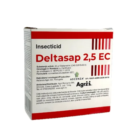 Deltasap 2.5EC 5 ml, insecticid (pomi, vita de vie, cereale, cartof, salata, varza, alun, plante ornamentale)