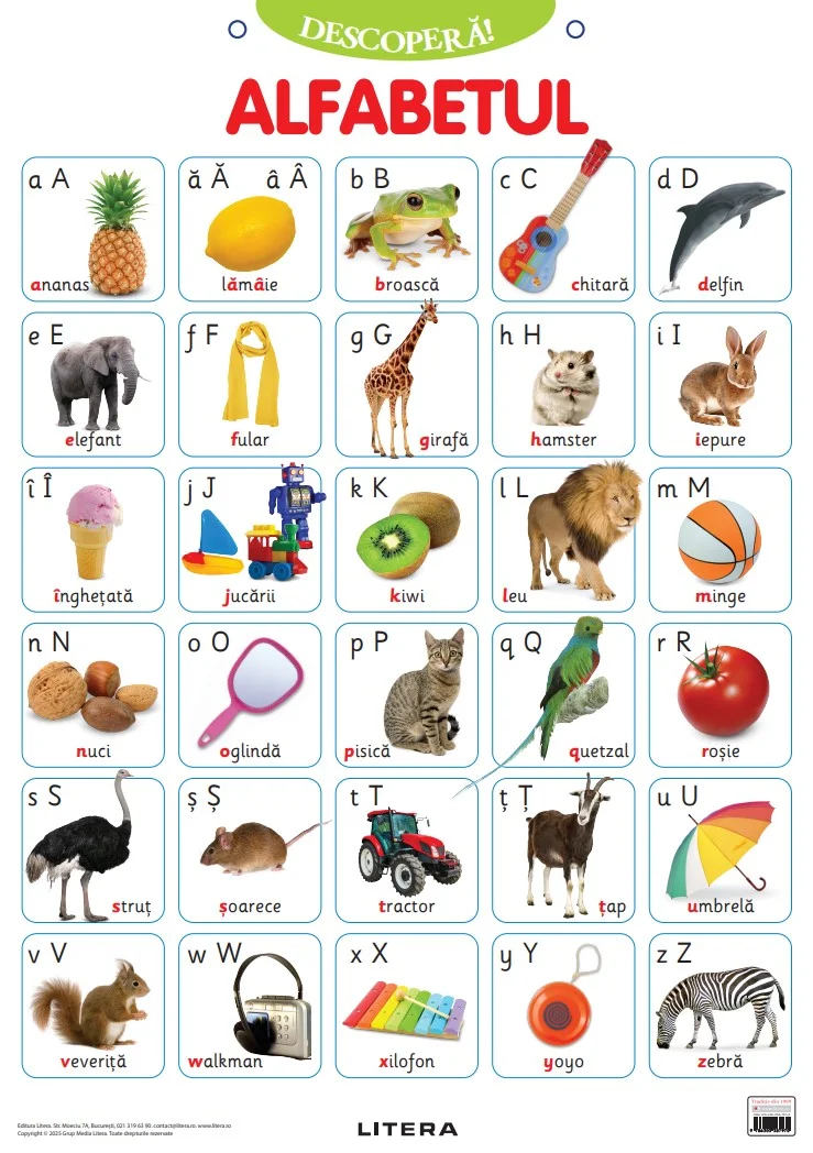 Descopera! Alfabetul limbii romane (planse educationale)