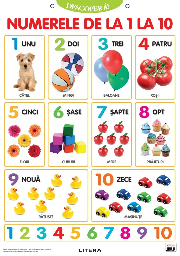 Descopera! Numerele de la 1 la 10 (planse educationale)