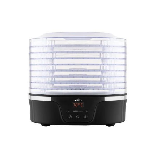 Deshidrator de alimente Eta Secca Plus 8301 90000, 380 W, 8 niveluri, 35-70 &deg;C, afisaj LED, negru