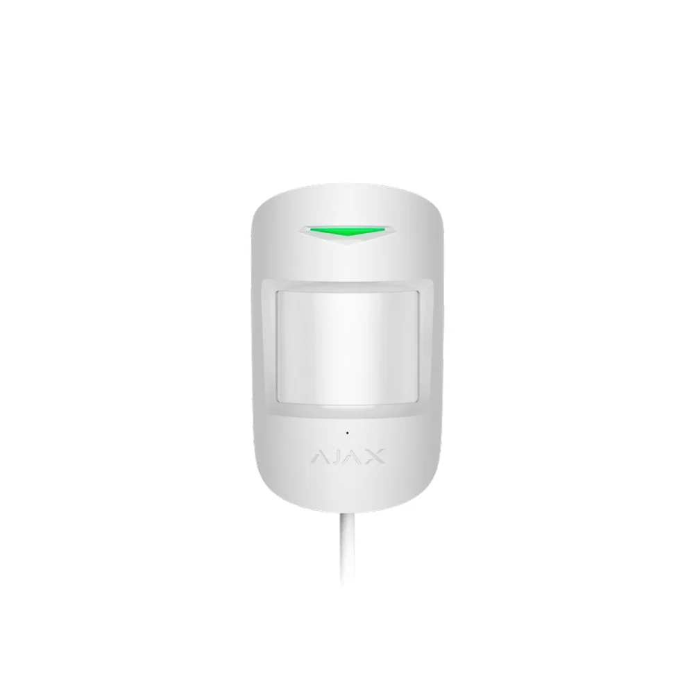 Detector de miscare PIR Ajax MotionProtect Plus Fibra WH, 12 m, 88 grade, pet immunity, 2000 m