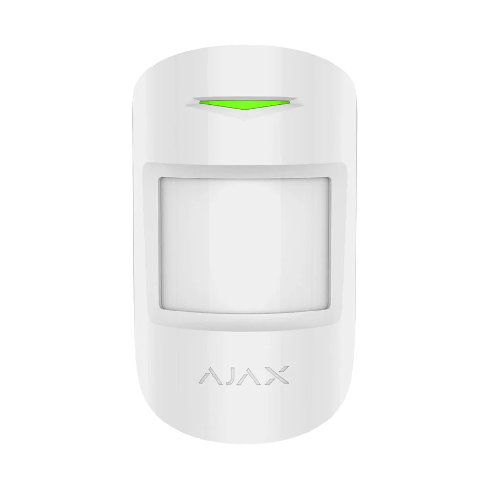 Detector de miscare si geam spart wireless PIR Ajax CombiProtect WH, 12/9 m, 88/180 grade, pet immunity, 868 MHz, RF 1200 m
