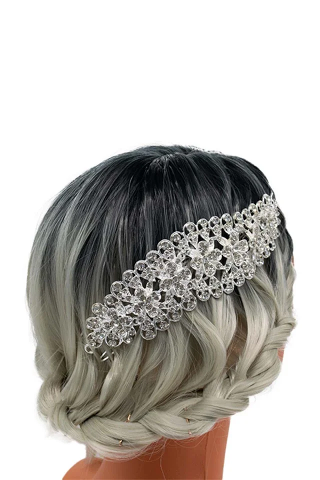 Diadema de par Lora, cu pietre semipretioase, argintie, DL011