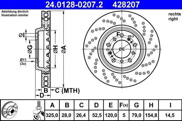 Disc frana ATE 24.0128-0207.2