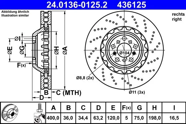 Disc frana ATE 24.0136-0125.2