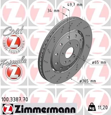 Disc frana ZIMMERMANN 100.3387.70