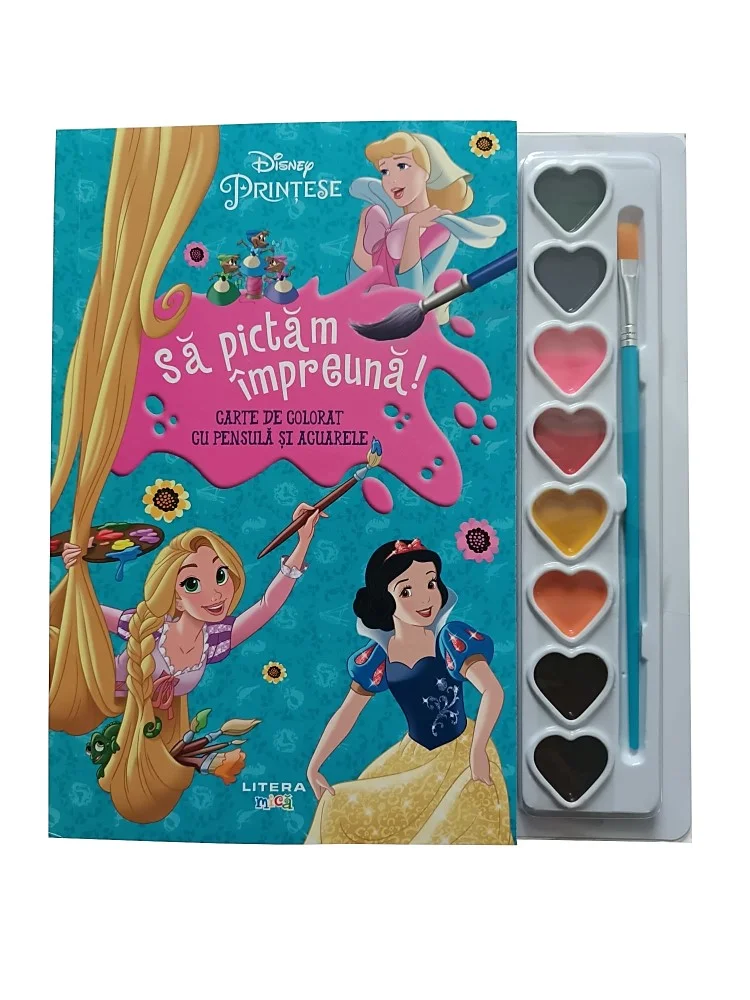Disney. Prințese. Să pictăm împreună! Carte de colorat cu pensulă și acuarele