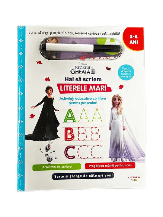 Disney. Regatul de gheata II. Scrie si sterge. Hai sa scriem literele mari
