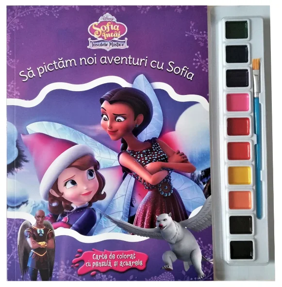 Disney. Sofia Întâi. Insulele Mistice. Să pictăm noi aventuri cu Sofia. Carte de colorat cu pensulă și acuarele