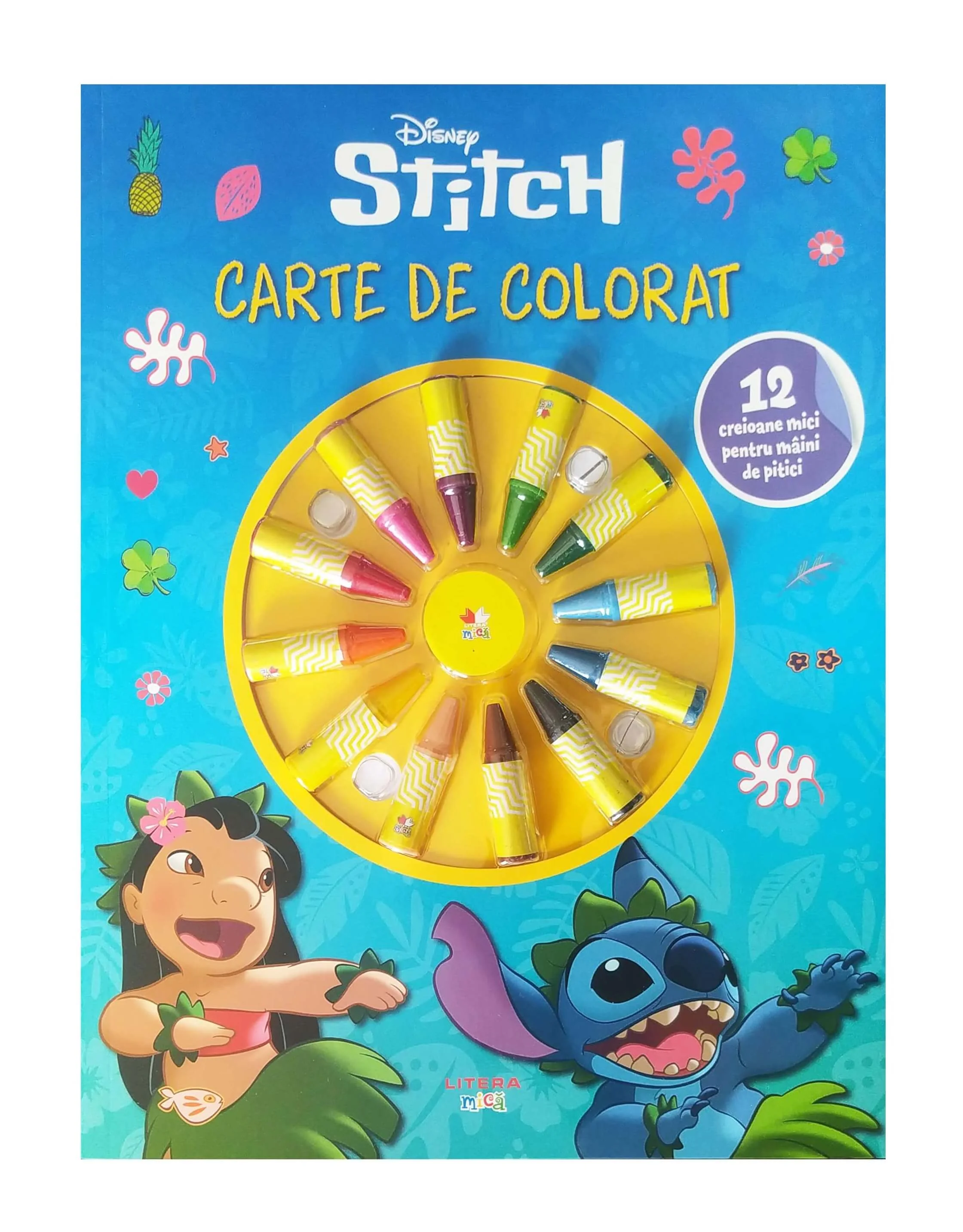 Disney. Stitch. Carte de colorat. 12 creioane mici pentru maini de pitici