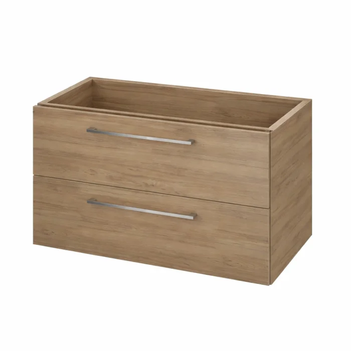 Dulap baie Lara 2 sertare pentru lavoar Como 90 cm, nuc,  Cersanit