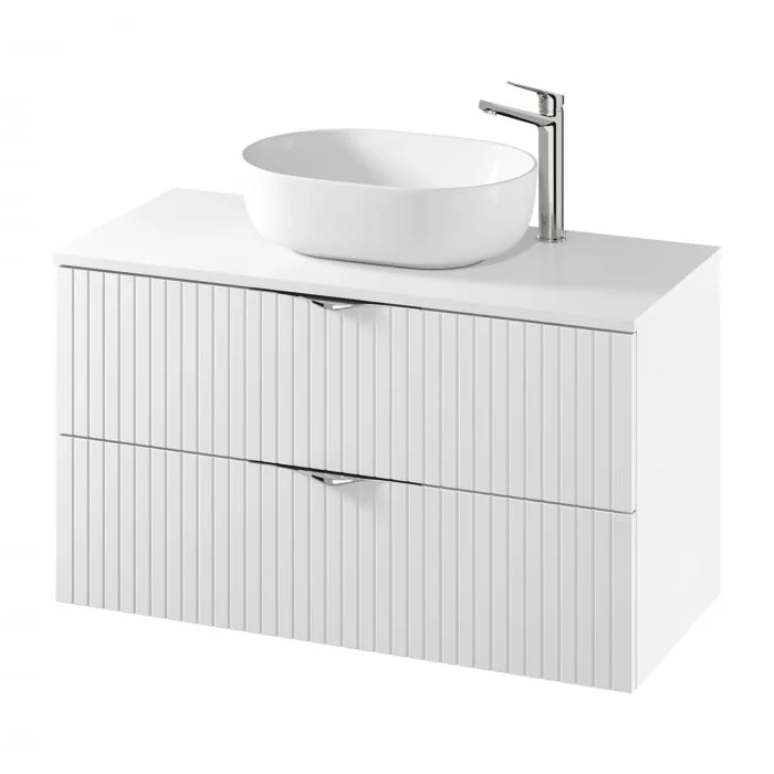 Dulap baie suspendat 100 cm pentru lavoar, alb mat, MDF, Cersanit Tirso