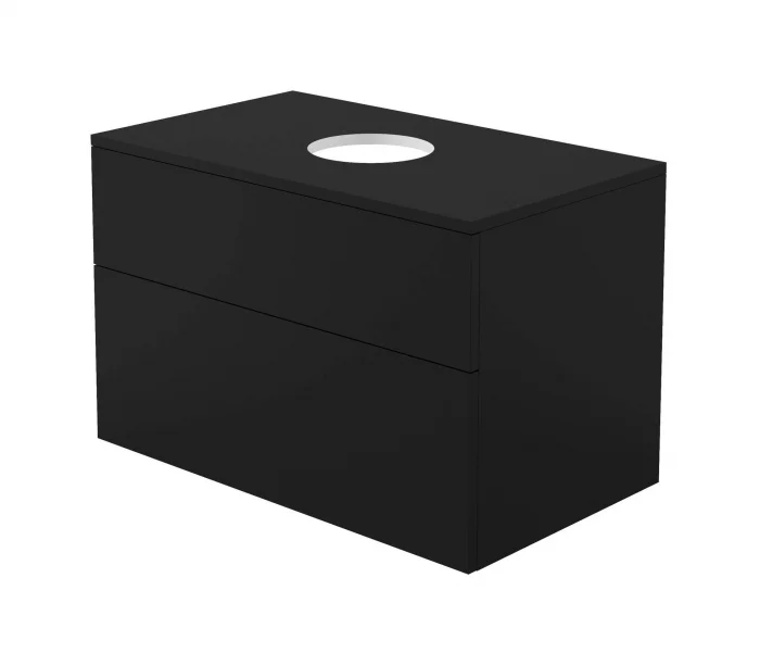 Dulap baie suspendat 80x52x47 cm pentru lavoar, negru mat, MDF, Deante Prizma