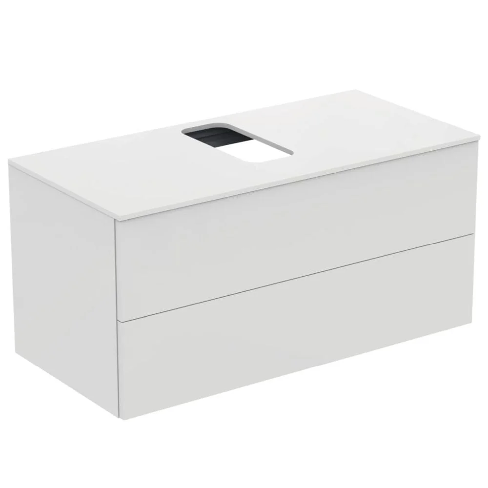 Dulap baie suspendat Ideal Standard Adapto pentru lavoar, 105 cm, alb lucios, blat cu decupaj