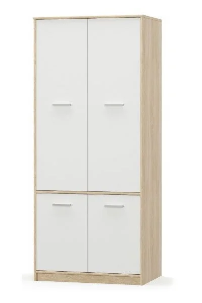 Dulap TIPS, 4 usi, stejar sonoma + alb, 83,4x55,3x195,5 cm