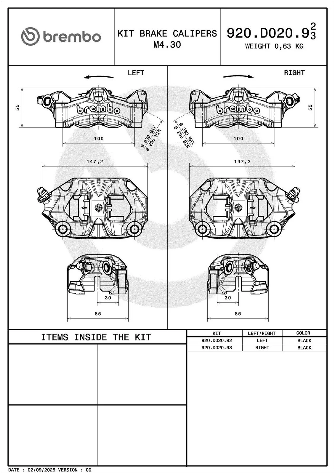 Etrier frana BREMBO 920D02093
