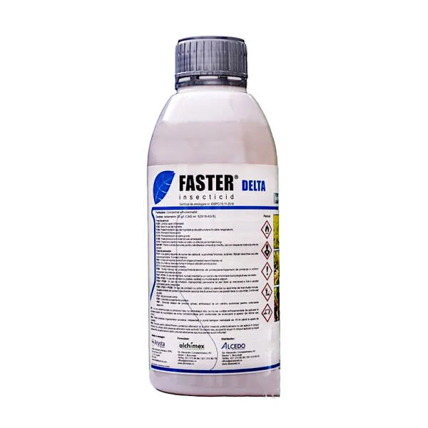 Faster Delta 10 ml insecticid contact (cereale, floarea soarelui, porumb, rapita, vita de vie, cartof, lucerna, sfecla de zahar, vinete, tomate, salata, cires, prun, mar, cais, piersic)