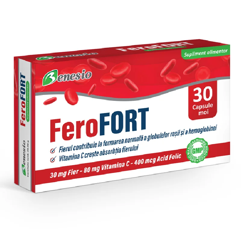 Ferofort fier micronizat, 30 capsule moi, Benesio