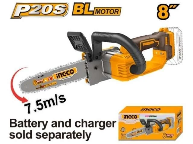 Fierastrau de mana cu lant 20V, 20cm, motor brushless, fara baterie, INGCO CGSLI2085