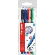 Fineliner Stabilo PointMax, varf 0. 8 mm, set 4 culori, albastru, negru, rosu, verde, blister