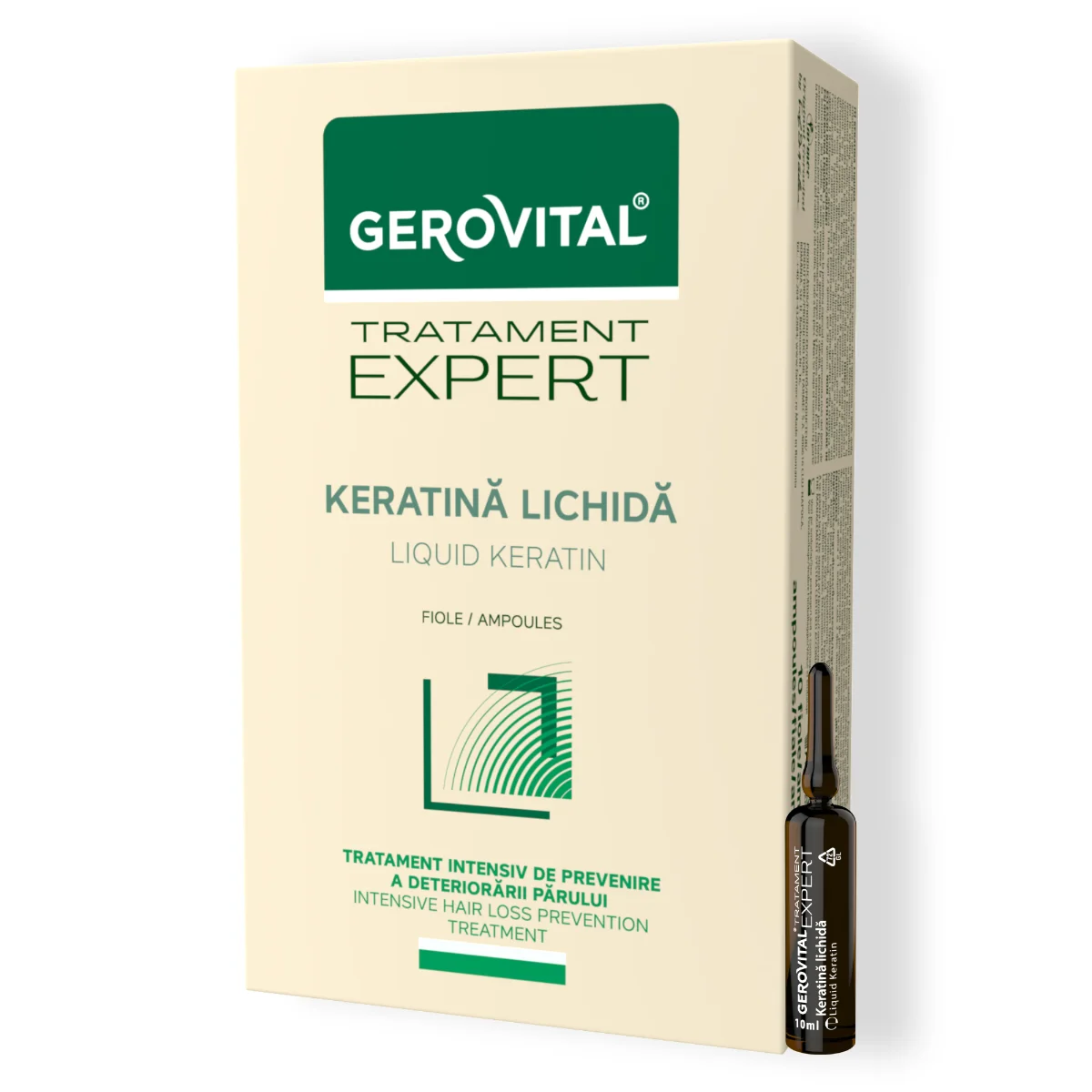 Fiole Cu Keratină - Tratament Intensiv Pentru Păr Deteriorat, Gerovital Tratament Expert, 10 Fiole X 10 Ml