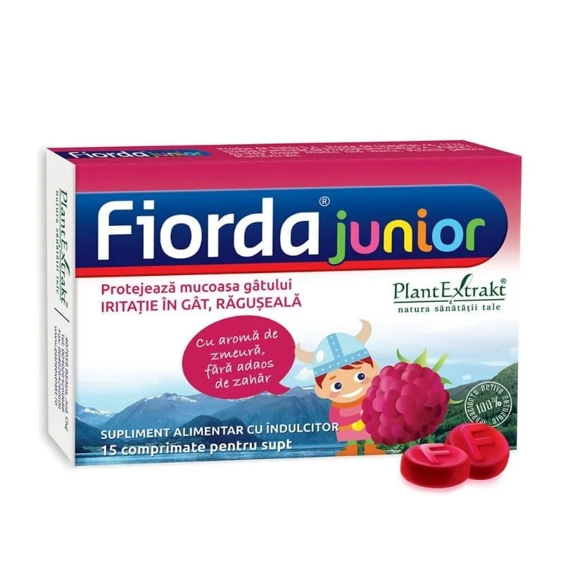 Fiorda Junior cu aroma de zmeura, 15 comprimate, Plant Extrakt