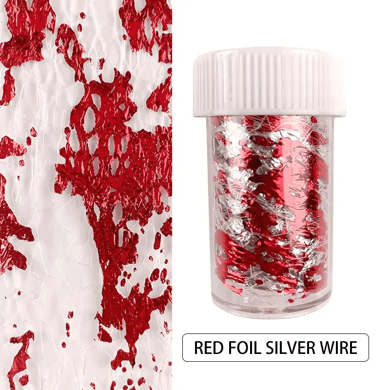 Foita decor unghii 4x50cm. Q008 Red Silver - Q001 - EVERIN