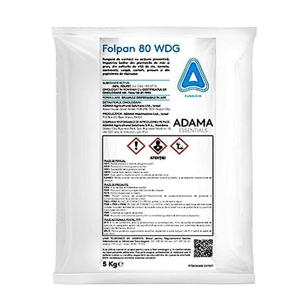 Folpan 80WDG 5 kg fungicid contact Adama (vita de vie, mar, prun, ceapa, cartofi, hamei, tomate rasad)