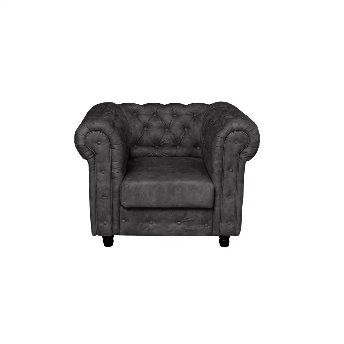 Fotoliu CHESTERFIELD cu arcuri, gri inchis, 105x90x80 cm