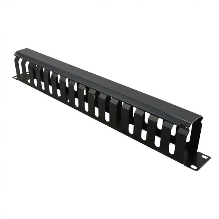 Front Panel 19" 1U cu organizator pentru cabluri 40x60mm RAL7035 Negru, Value 26.99.0305