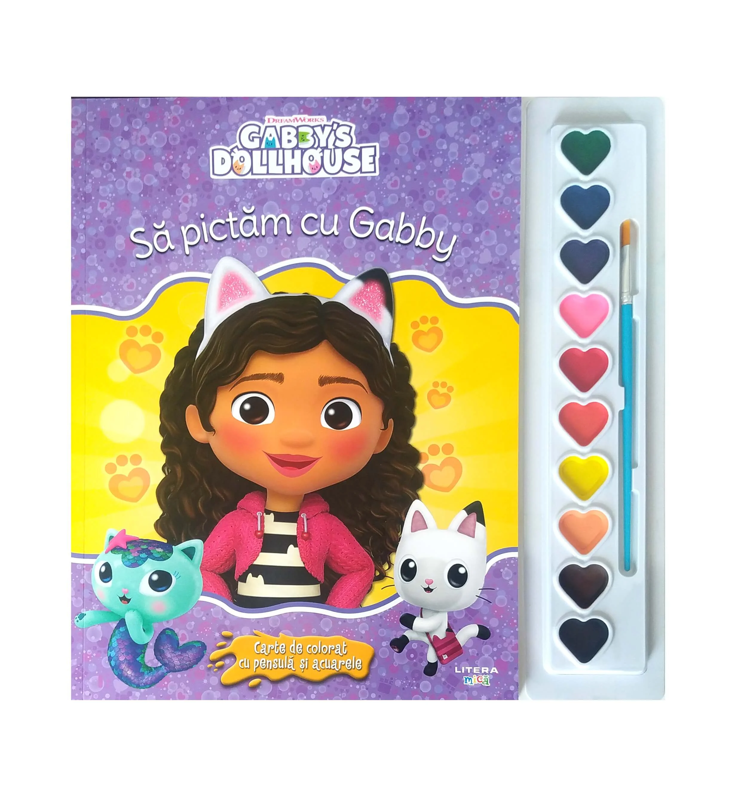 Gabby's Dollhouse. Sa pictam cu Gabby. Carte de colorat cu pensula si acuarele