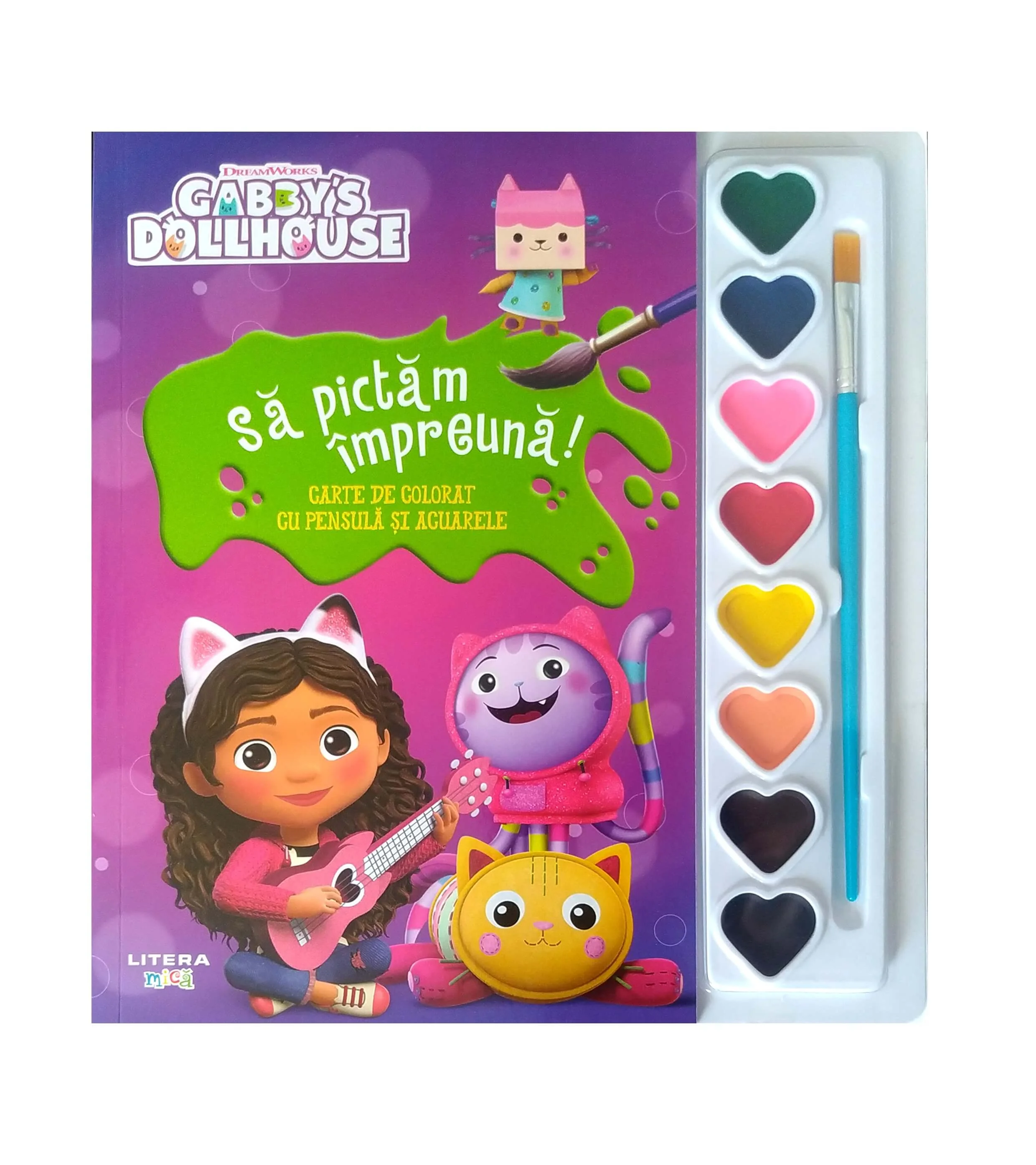 Gabby's Dollhouse. Sa pictam impreuna! Carte de colorat cu pensula si acuarele