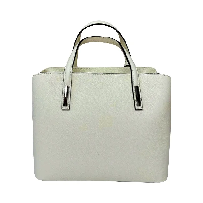 Geanta Business Tote, din piele naturala si curea detasabila, Crem