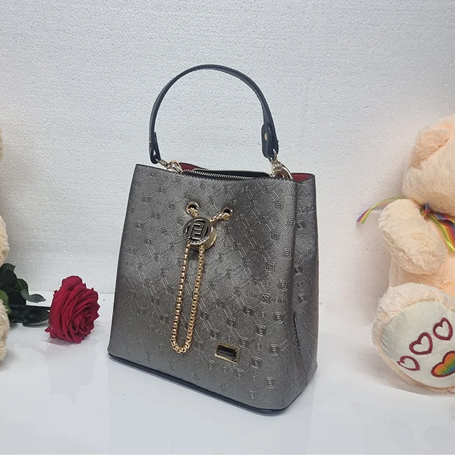 Geanta casual Silver&Polo, cu doua compartimente si curea pentru umar, Argintiu