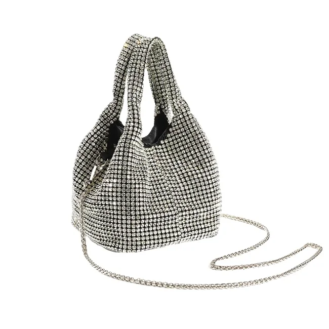 Geanta de evenimente Stellar, cu pietre strass artizanale, Argintiu