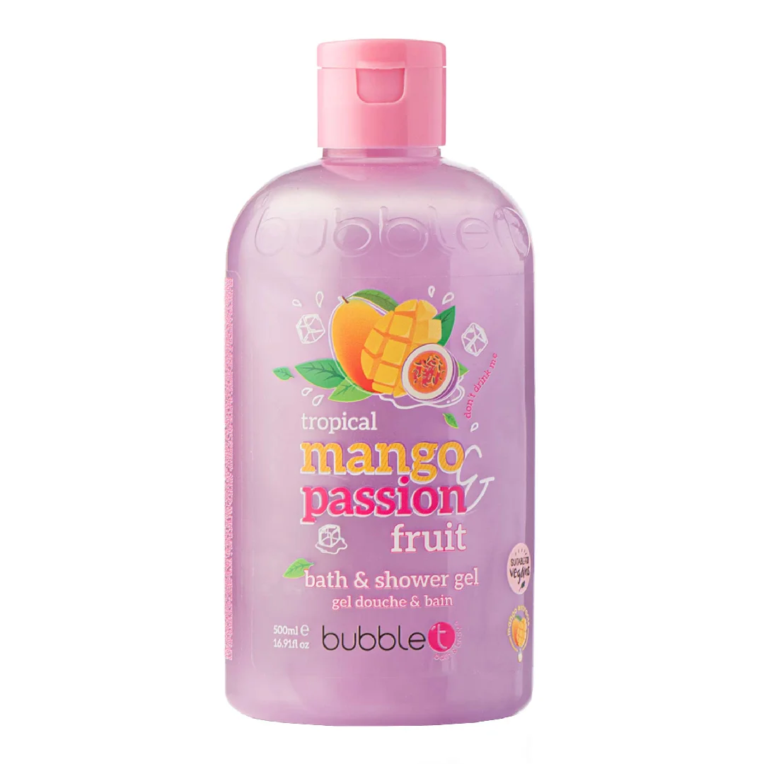 Gel de dus si baie cu aroma de mango si fructul pasiunii, 500ml, Bubble T