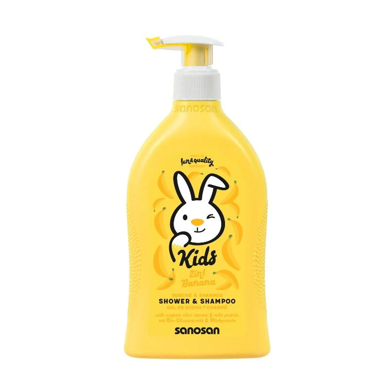 Gel de dus si sampon 2 in 1 cu aroma de banane, 400 ml, Sanosan