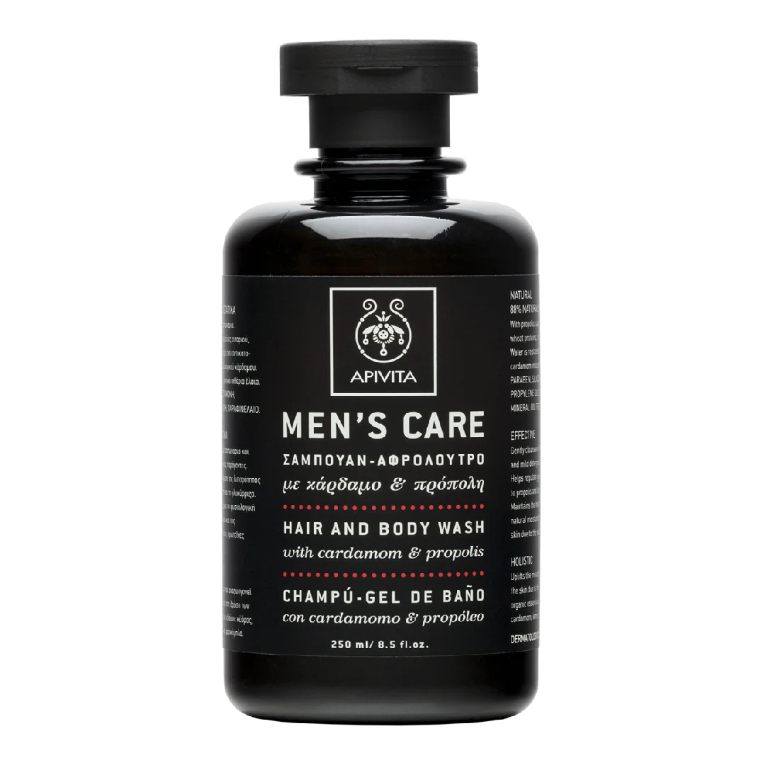 Gel de spalare corp si par pentru barbati, 250 ml, Apivita