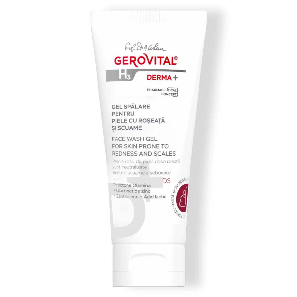 Gel Spălare Pentru Piele Cu Roșeață și Scuame Cu Acid Lactic, Gerovital H3 Derma+, 150 Ml