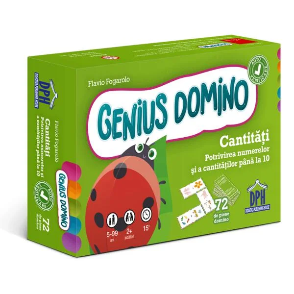 Genius domino: Cantități - Potrivirea numerelor și a cantităților până la 10 - Board book - Flavio Fogarolo - Didactica Publishing House