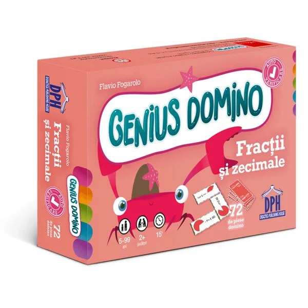 Genius domino: Fracții și zecimale - Board book - Flavio Fogarolo - Didactica Publishing House