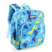Ghiozdan de gradinita albastru cu dinozauri, 2 compartimente, Mesco