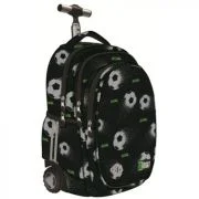 Ghiozdan St. Majewski St. Right Pixel Balls, 44 cm, 4 compartimente, tip troller, roti silicon, negru