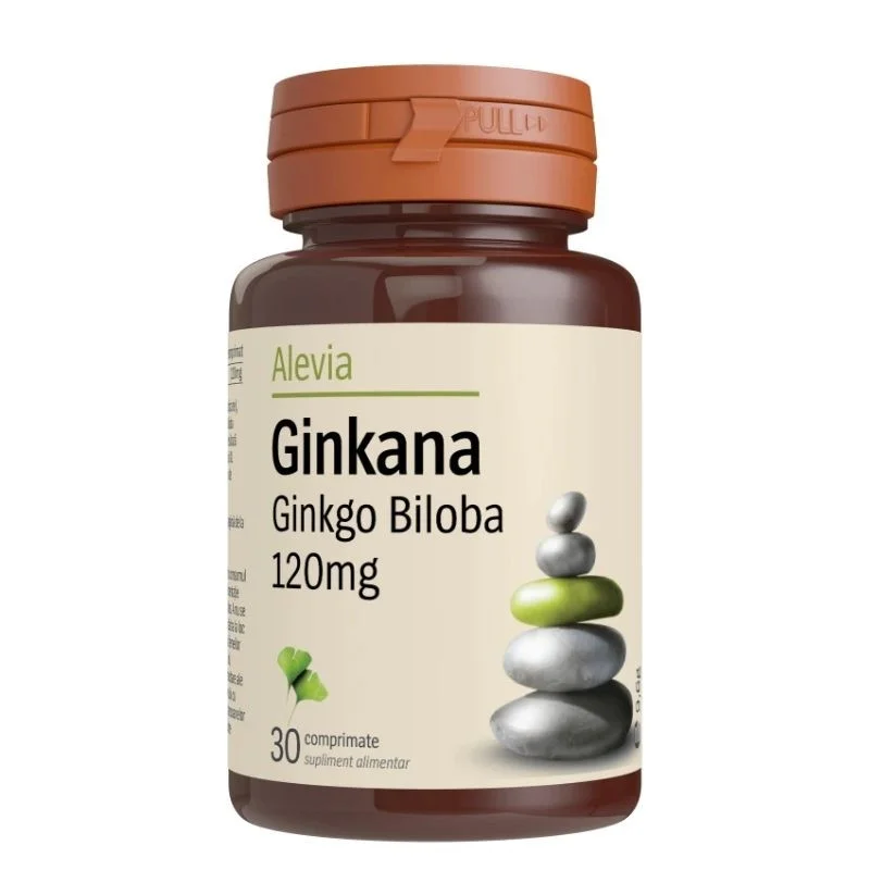 Ginkana Ginkgo Biloba, 120 mg, 30 comprimate, Alevia