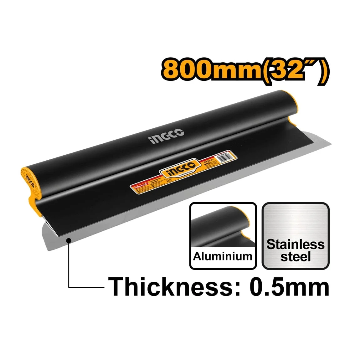 Gletiera rigips profesionala 80cm, lama otel inox, maner ergonomic, INGCO HSCL03201