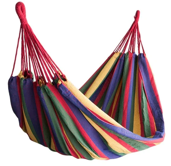 Hamac Dublu 160x200  cu bara LEMN din bumbac ROSU